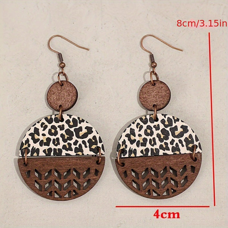 EverFaith Wooden Round Earrings