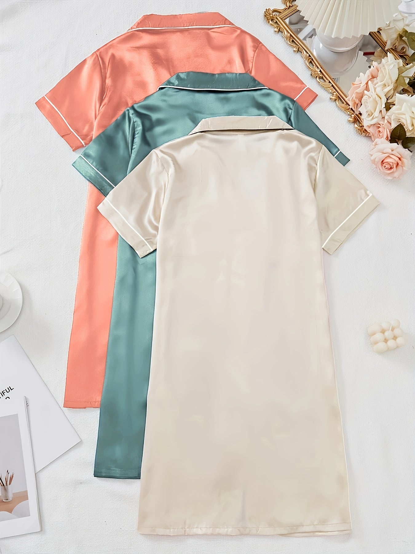 Satin Elegance Nightdress Set (3PC)