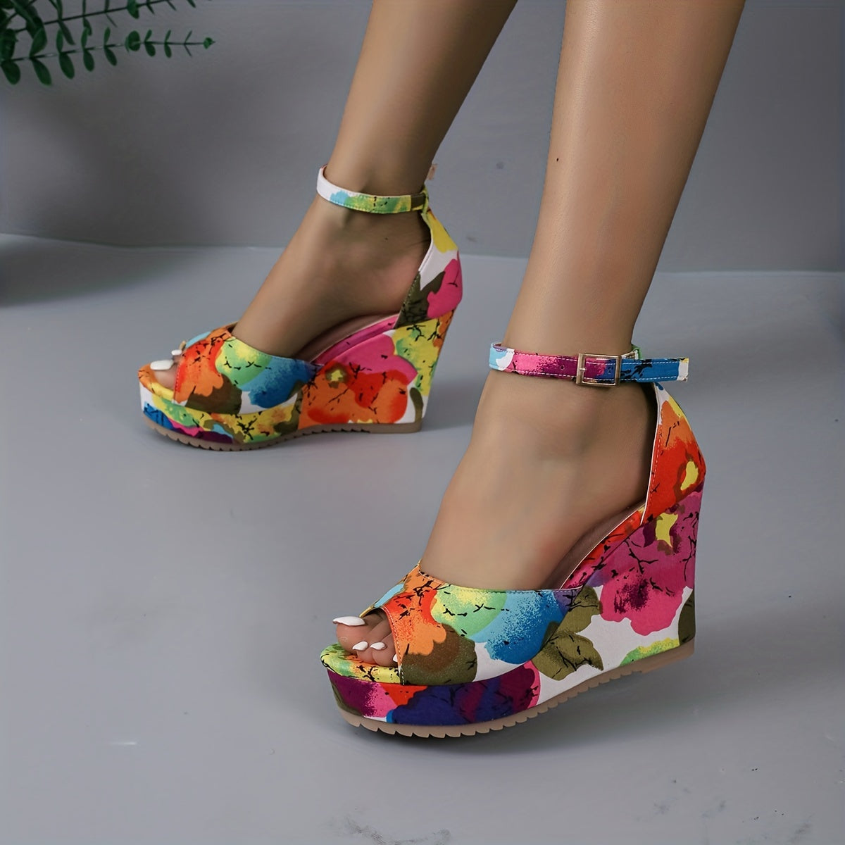 Petal & Pose Floral Wedge Heels