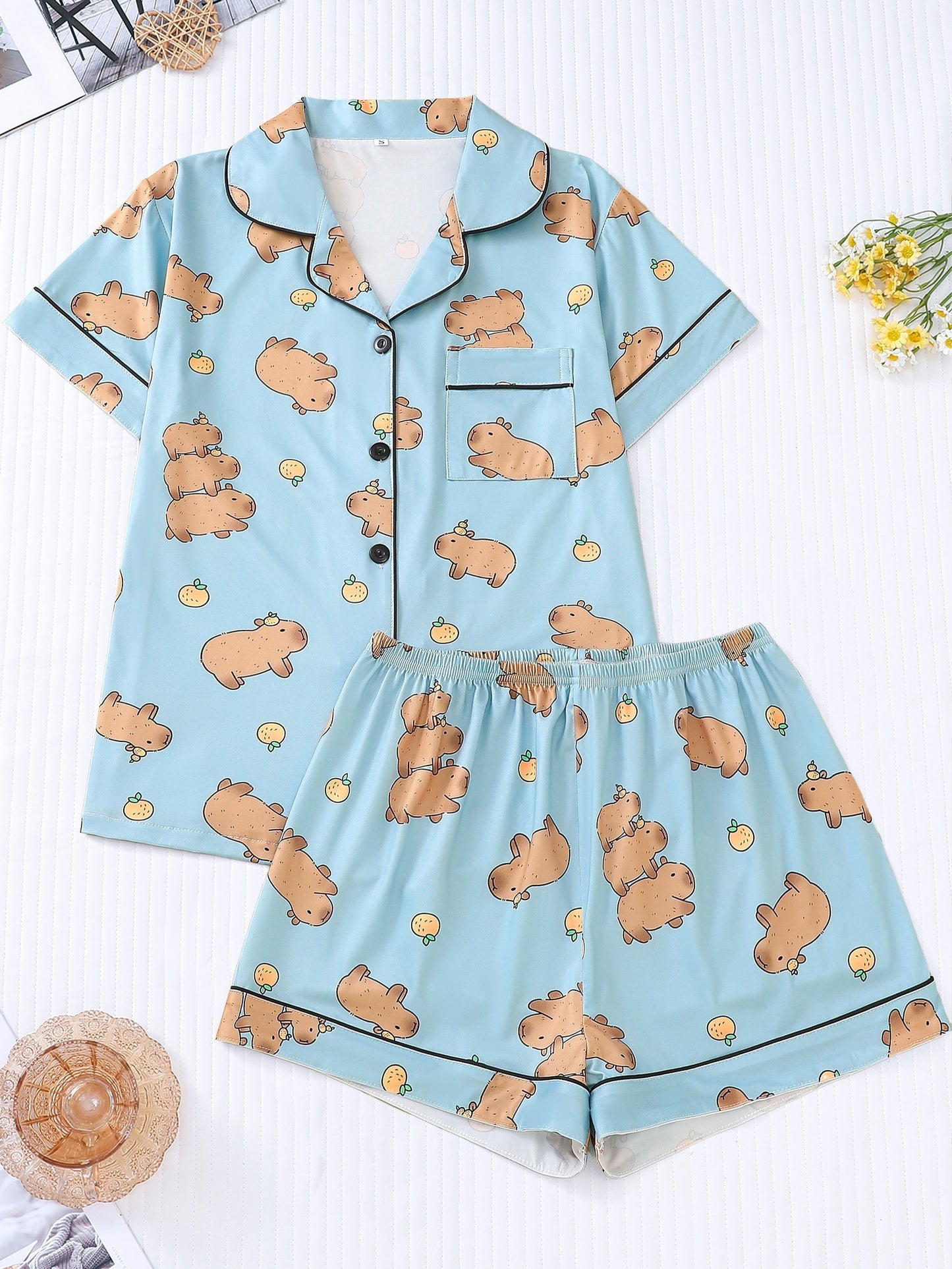 Capy Cozy Satin Pajama Set