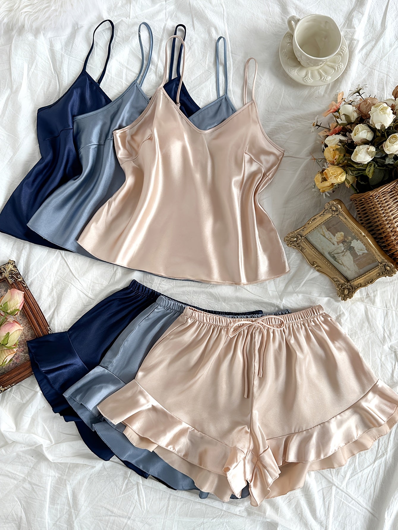 Satin Serenity 2-Piece Pajama Set (6pcs)