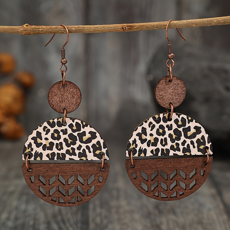 EverFaith Wooden Round Earrings