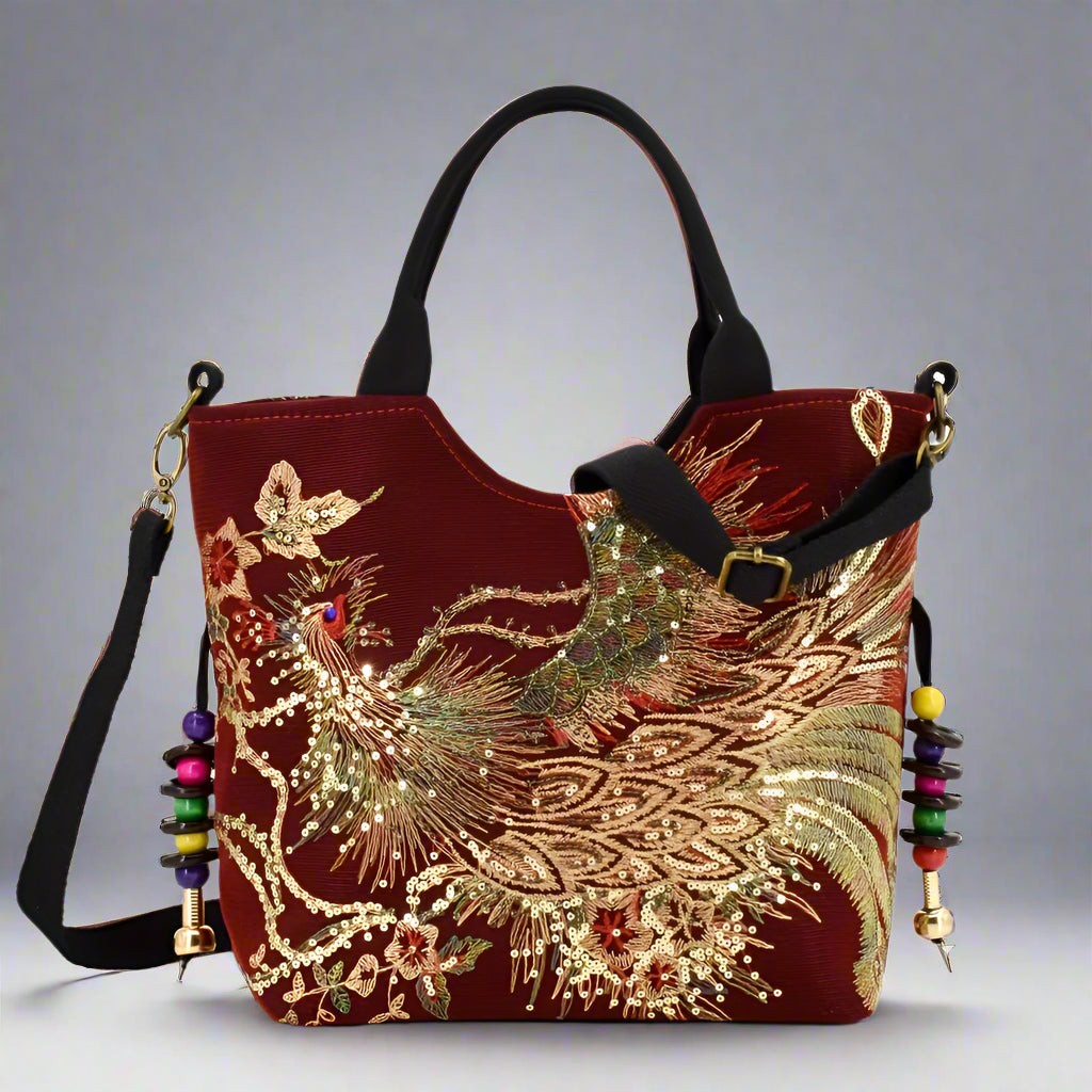 Phoenix Whisper Embroidered Bag