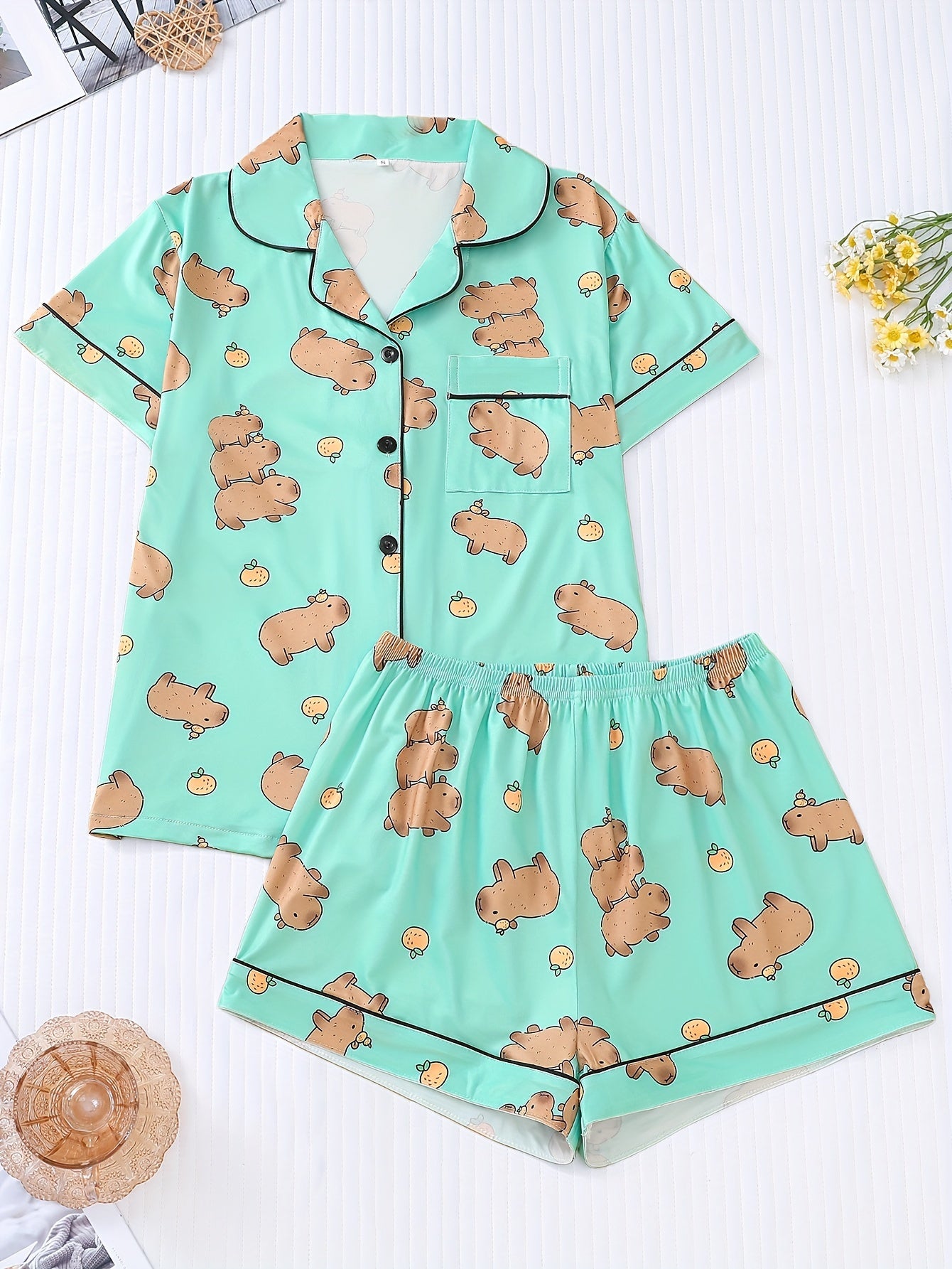 Capy Cozy Satin Pajama Set