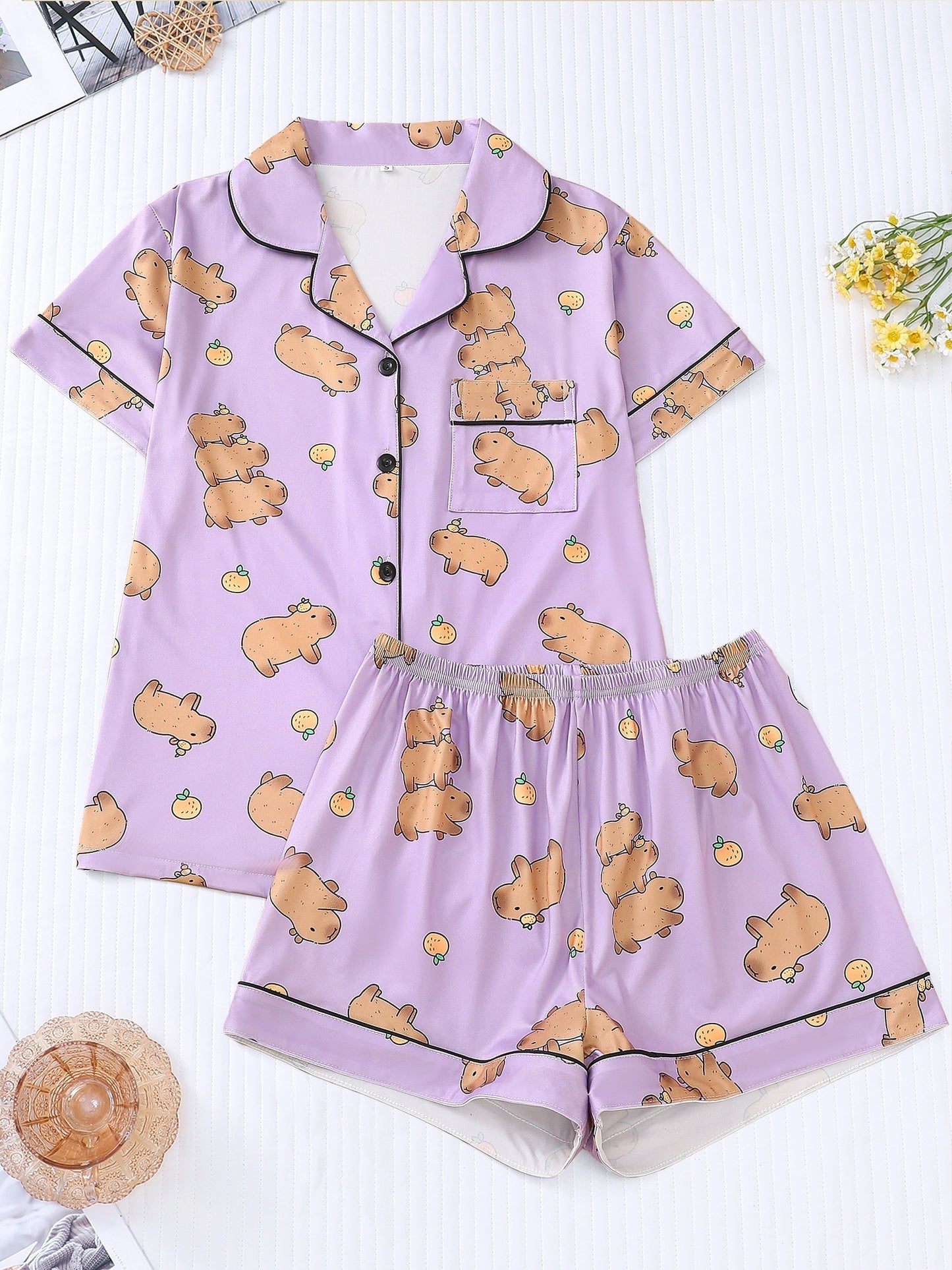 Capy Cozy Satin Pajama Set