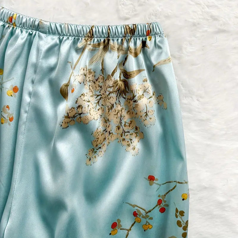 Silk Dream Floral Pajama Set (4pcs)