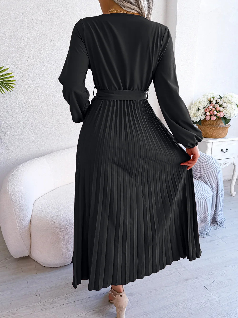 Evelyn Pleated Wrap Dress