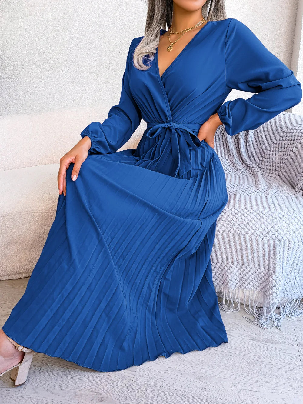 Evelyn Pleated Wrap Dress