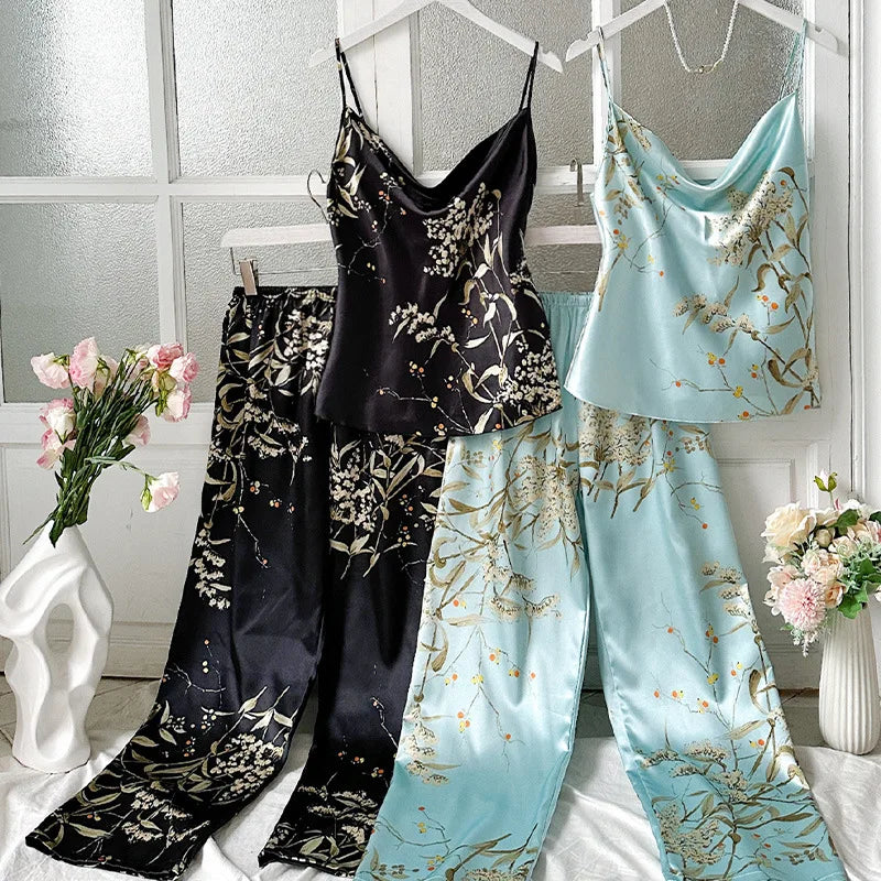 Silk Dream Floral Pajama Set (4pcs)