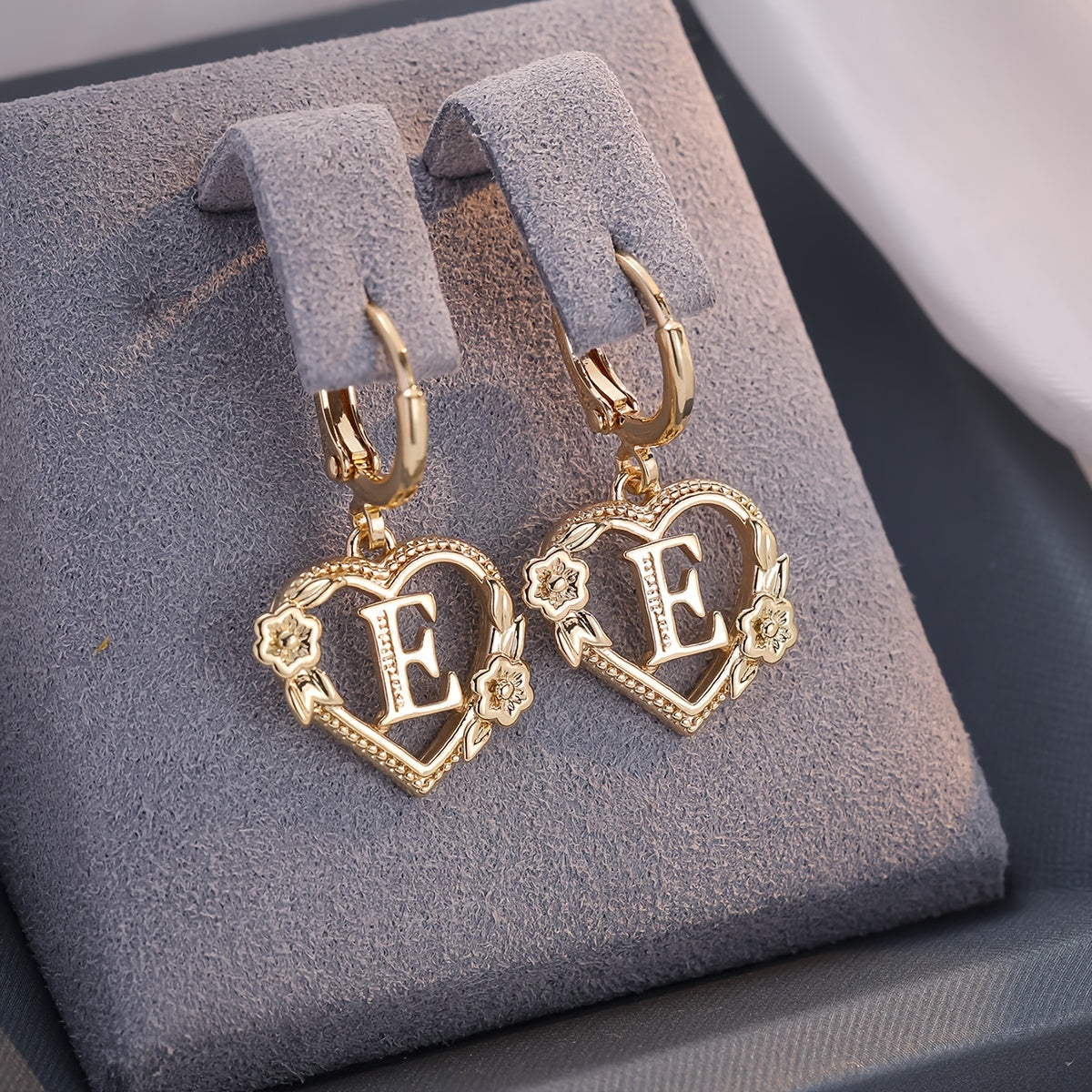 Gold Timeless Heart Letter Earrings