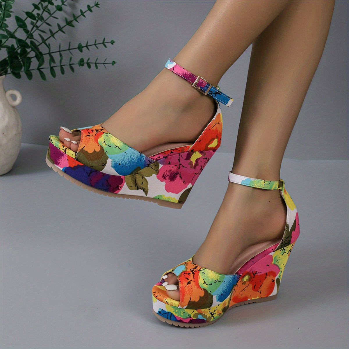 Petal & Pose Floral Wedge Heels
