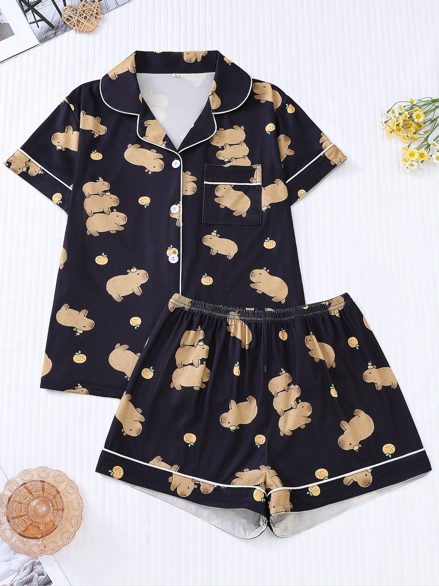 Capy Cozy Satin Pajama Set