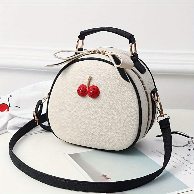 Cherry Charm Leather Crossbody Bag
