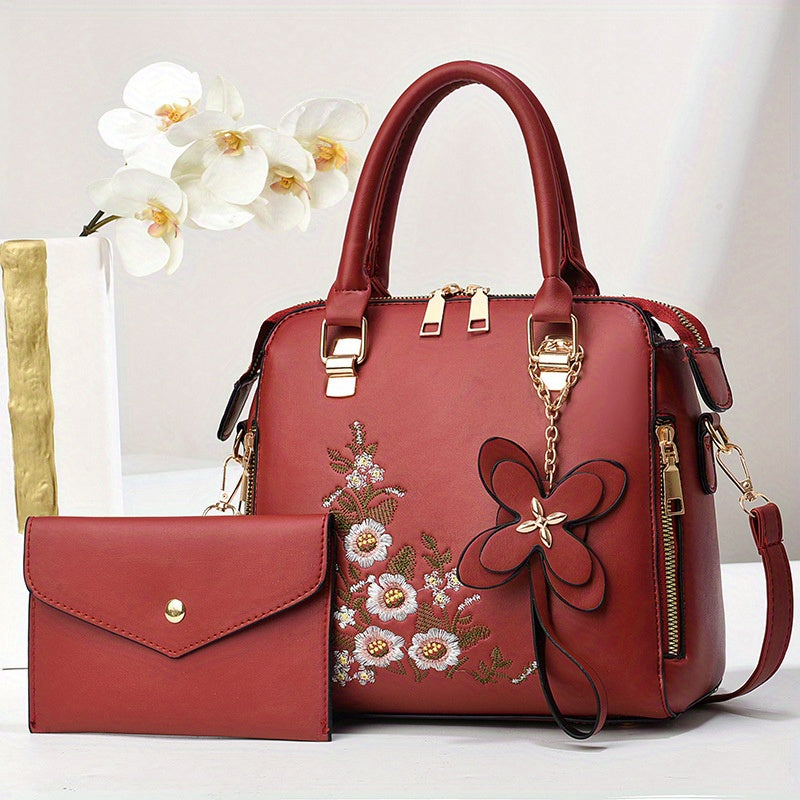 Camellia Bloom Handbag & Wallet Set