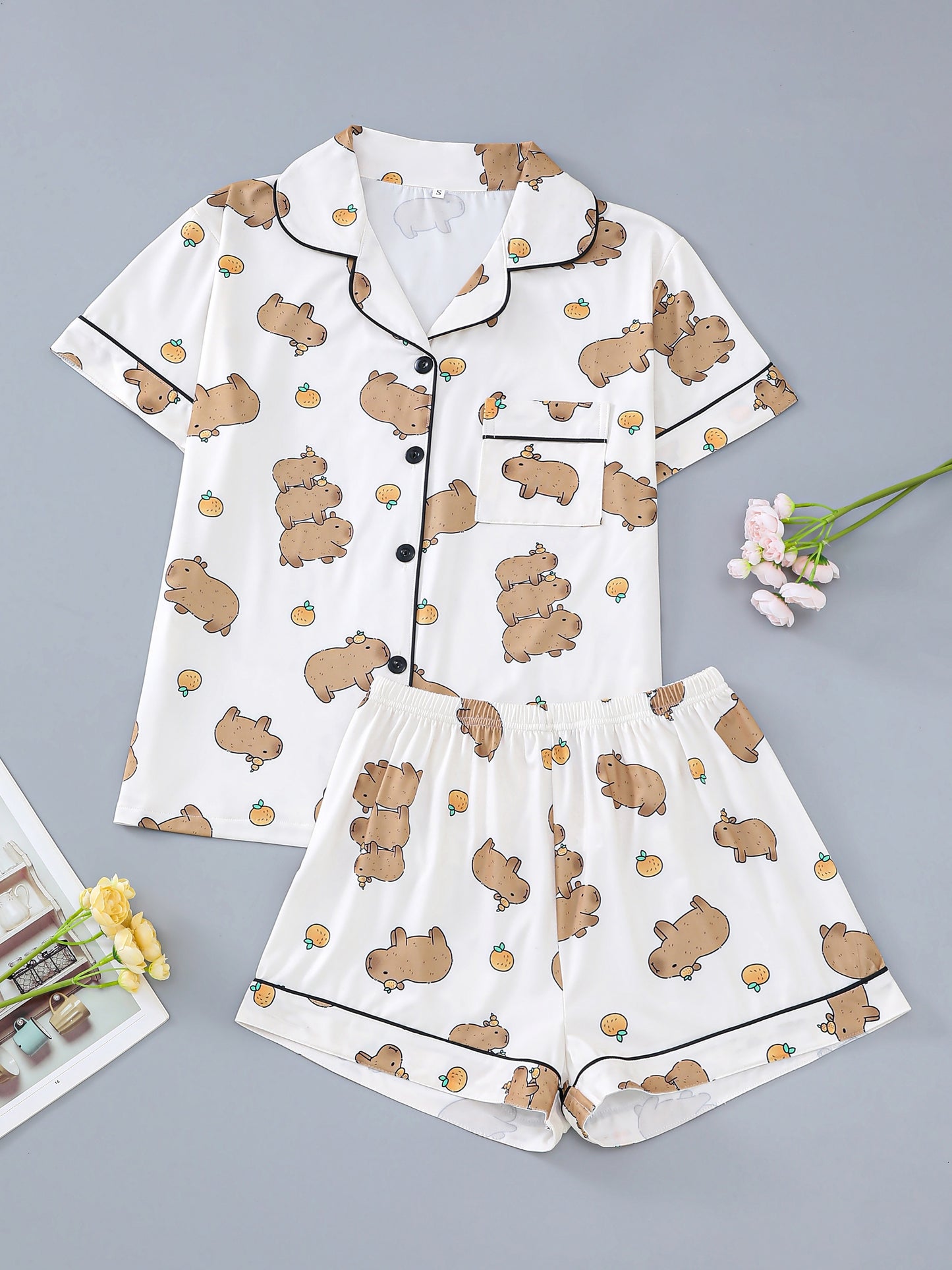 Capy Cozy Satin Pajama Set