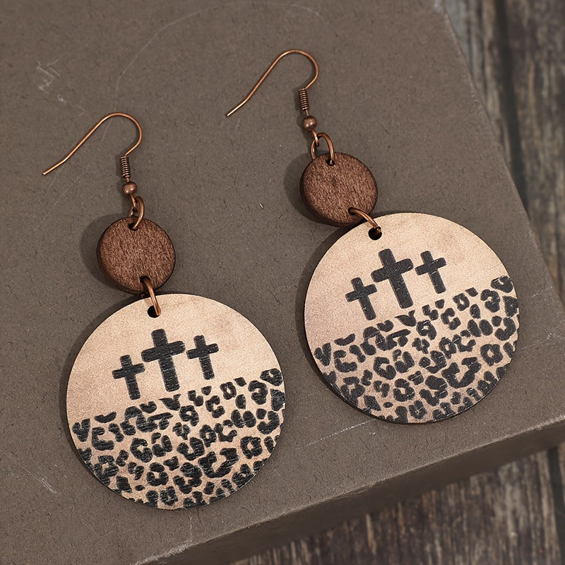 EverFaith Wooden Round Earrings