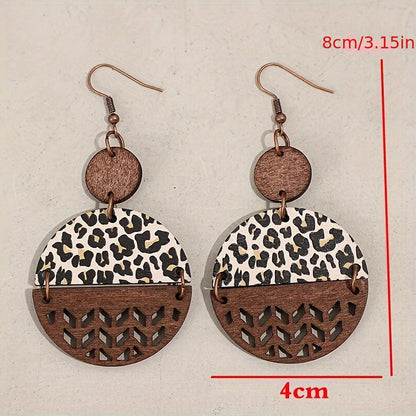 EverFaith Wooden Round Earrings
