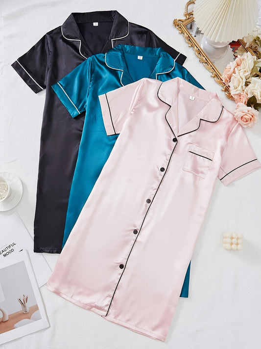 Satin Elegance Nightdress Set (3PC)