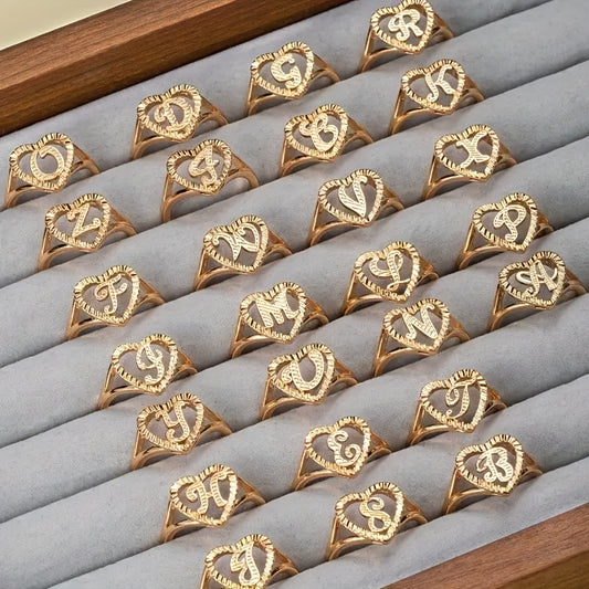 Golden Grace Initial Ring