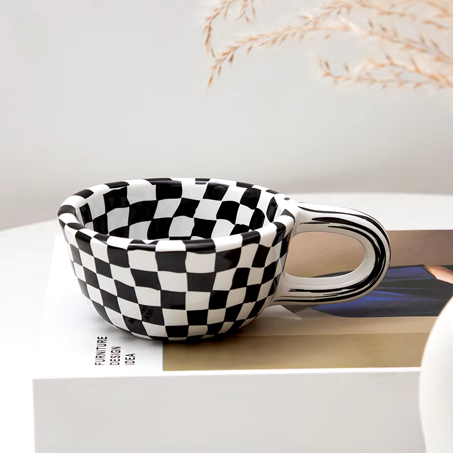 Checkered Charm - Ceramic Cups