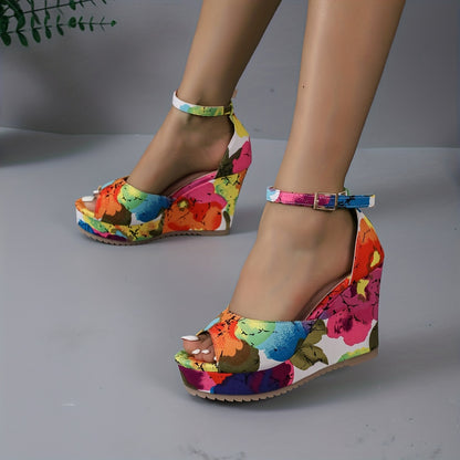 Petal & Pose Floral Wedge Heels