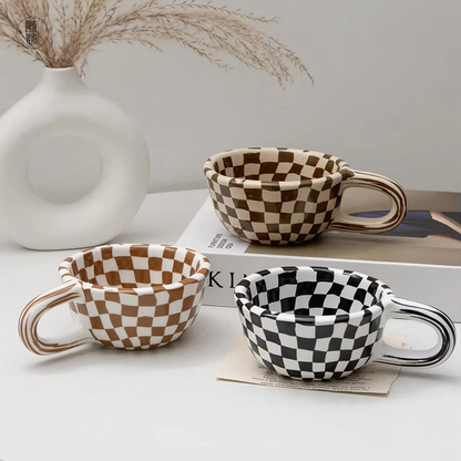 Checkered Charm - Ceramic Cups