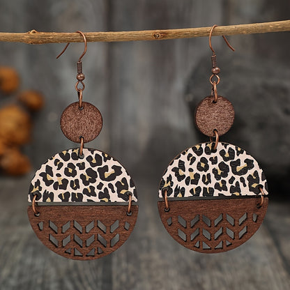 EverFaith Wooden Round Earrings