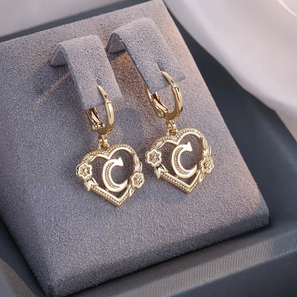 Gold Timeless Heart Letter Earrings