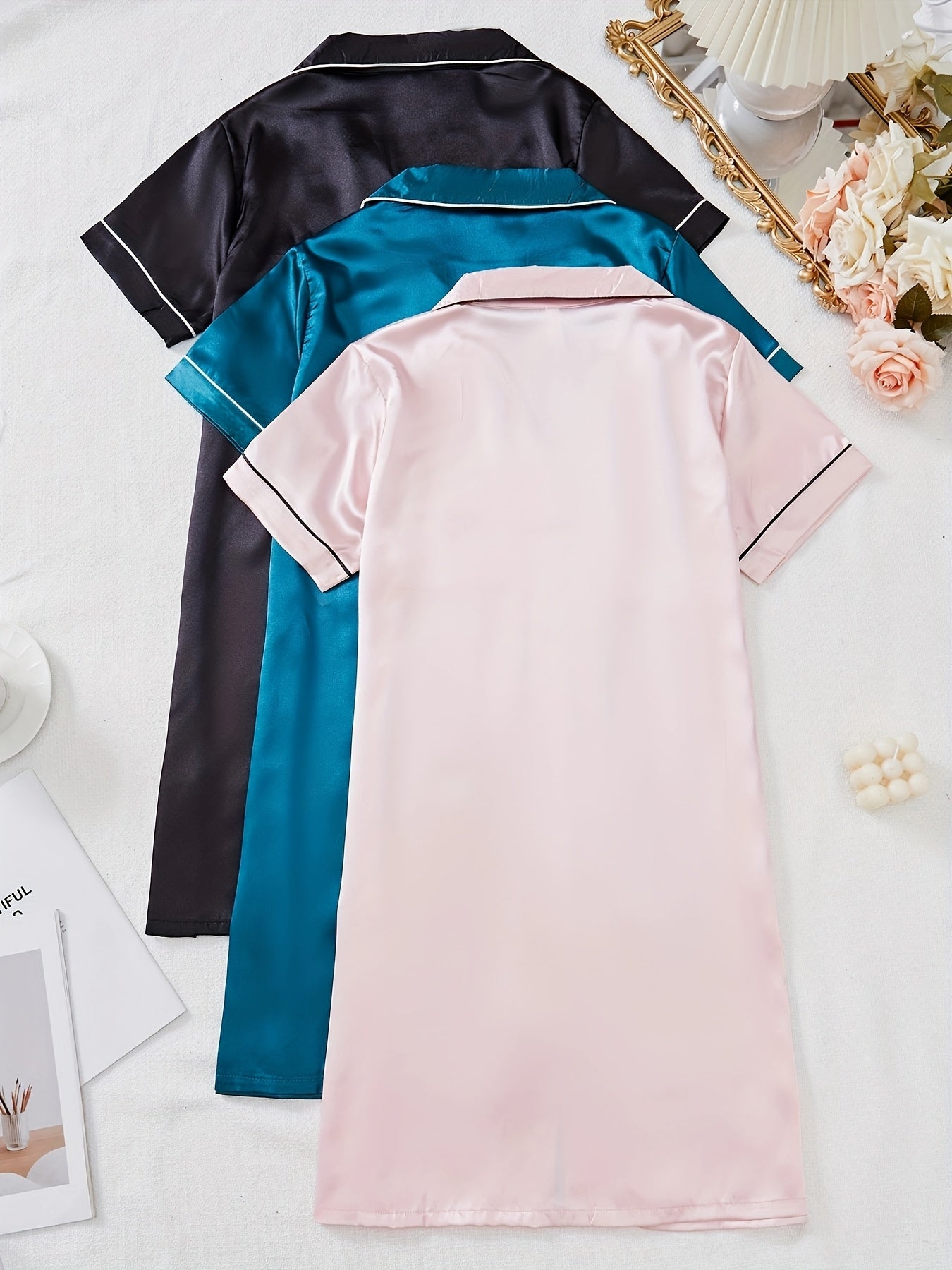 Satin Elegance Nightdress Set (3PC)