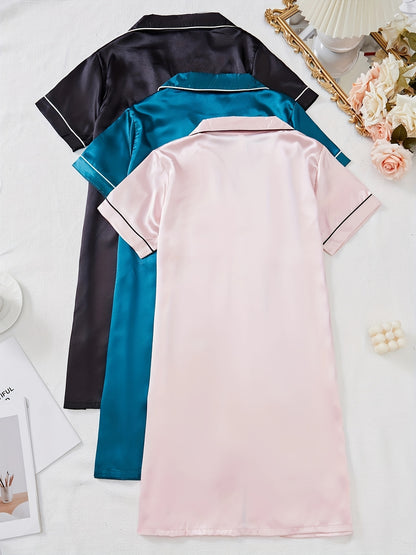 Satin Elegance Nightdress Set (3PC)