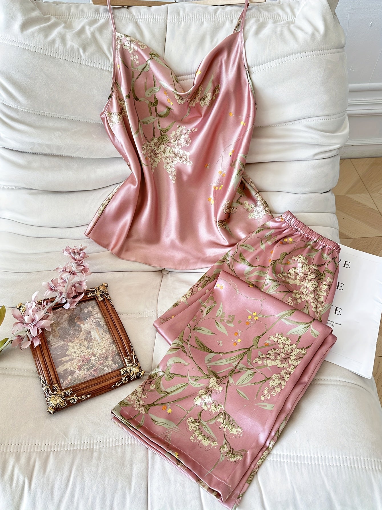 Eden Bloom Satin Pajama Set (2PC)