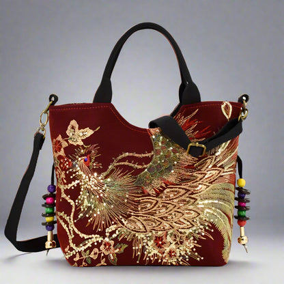 Phoenix Whisper Embroidered Bag