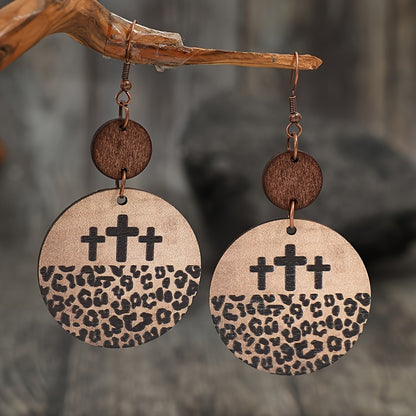 EverFaith Wooden Round Earrings