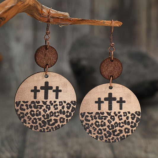 EverFaith Wooden Round Earrings