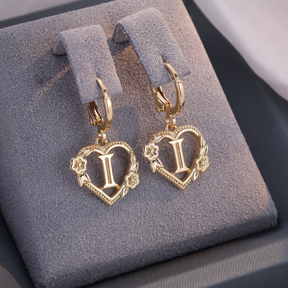 Gold Timeless Heart Letter Earrings