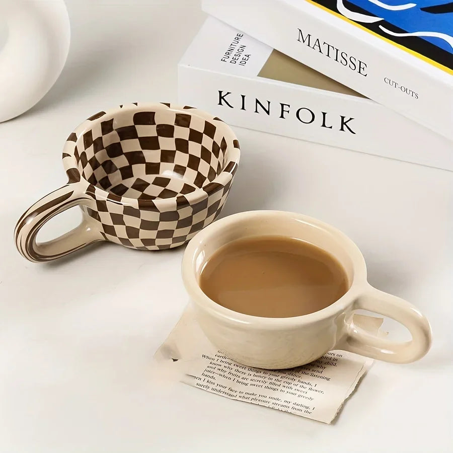 Checkered Charm - Ceramic Cups