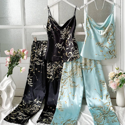Silk Dream Floral Pajama Set (4pcs)