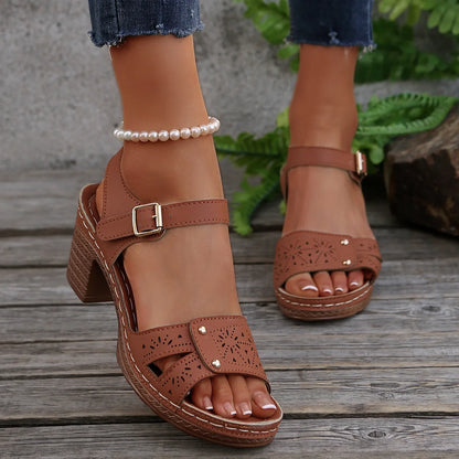 Daisy Charm Buckle Wedges