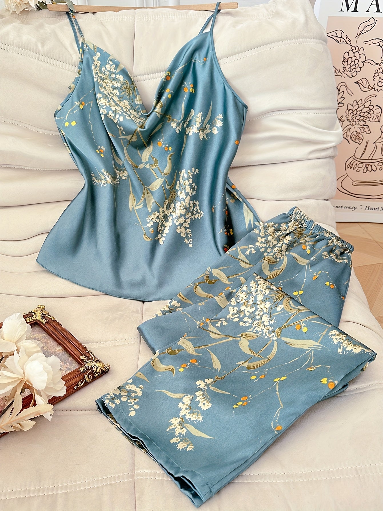 Eden Bloom Satin Pajama Set (2PC)
