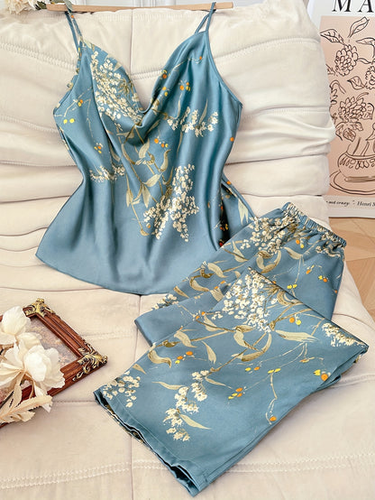 Eden Bloom Satin Pajama Set (2PC)