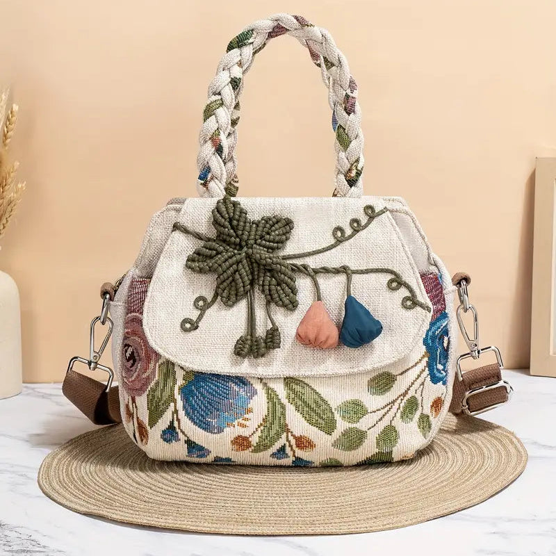 Wildflower Woven Tote Bag