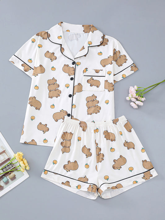 Capy Cozy Satin Pajama Set