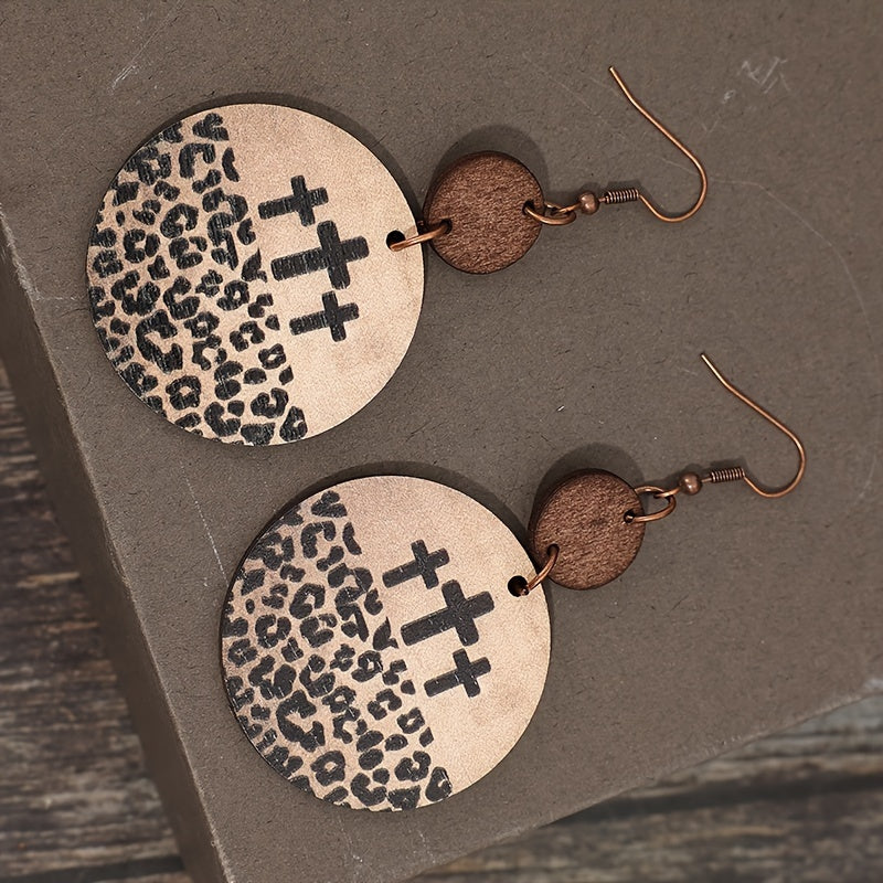 EverFaith Wooden Round Earrings