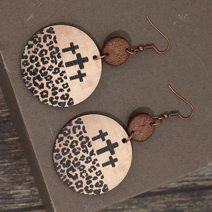 EverFaith Wooden Round Earrings